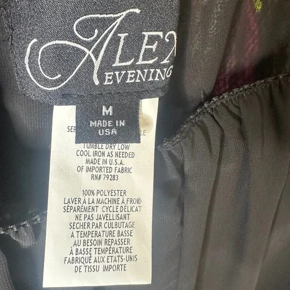 Alex Evenings | Black Chiffon Wide Leg Evening Pants | Elastic Waist | Size M - Picture 4 of 5